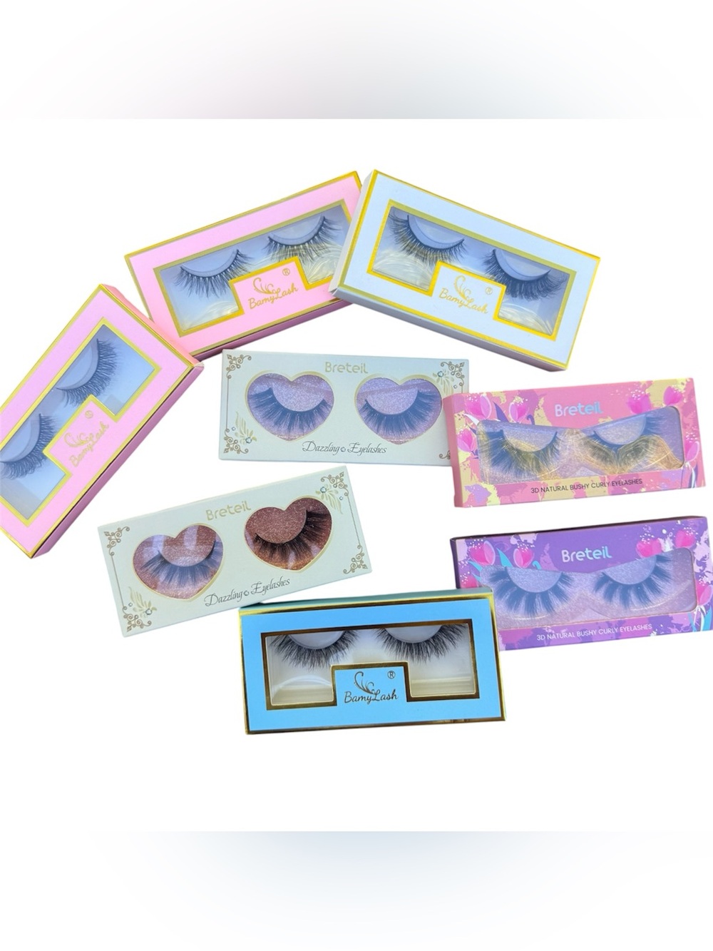 Falsies Faux Lashes Eyelashes Bundle Set Fluffy Wispy Manga Glam New Pack Of 8